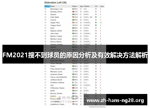 FM2021搜不到球员的原因分析及有效解决方法解析